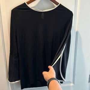 Chico’s Elegant Black Women's Blouse with White Trim